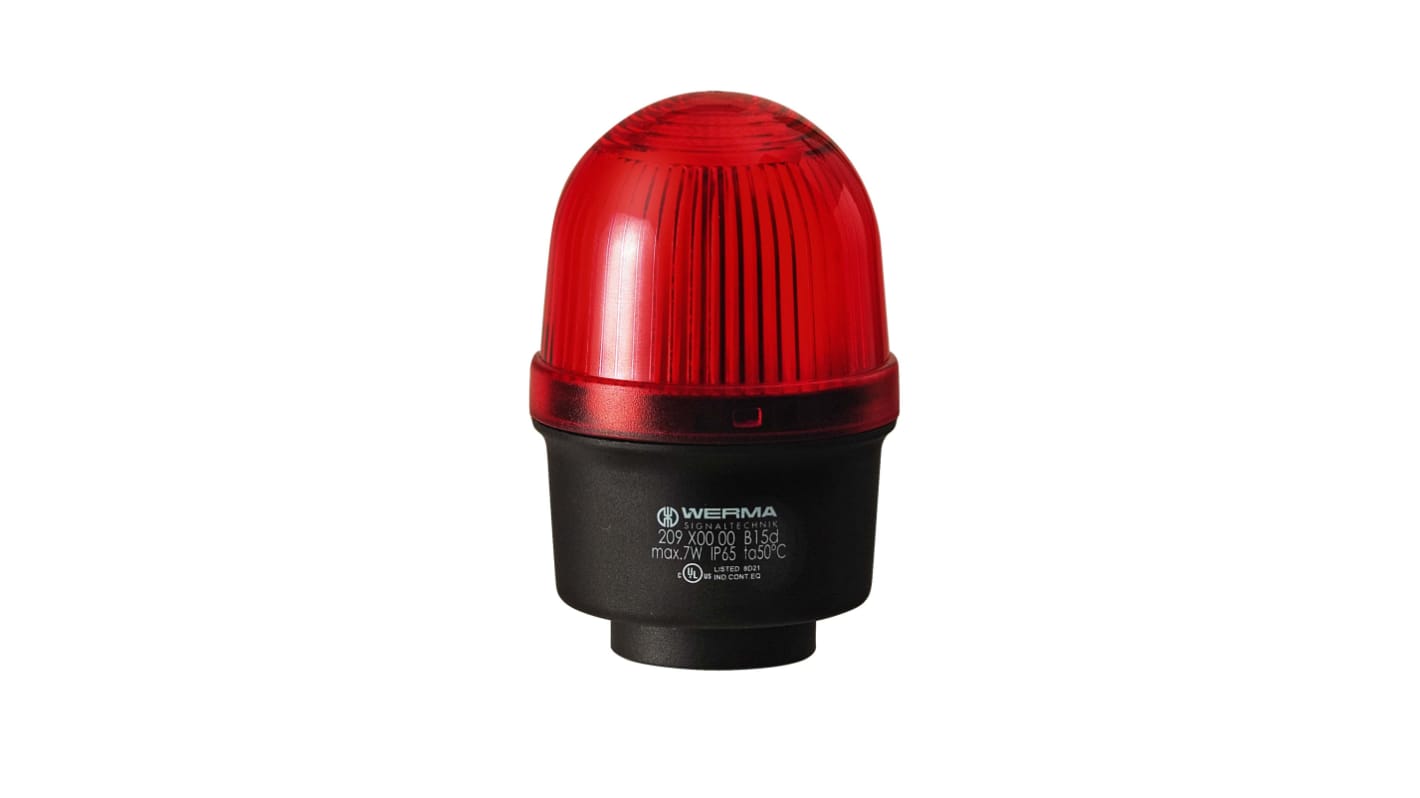 Werma 209 Series Green Continuous lighting Beacon, 12 → 230 V, Tube Mounting, Filament Bulb