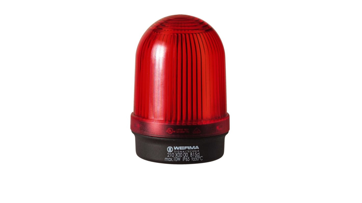 Indicador luminoso Werma serie 210, efecto Luz continua, Incandescente, Rojo, alim. 12 → 230 V