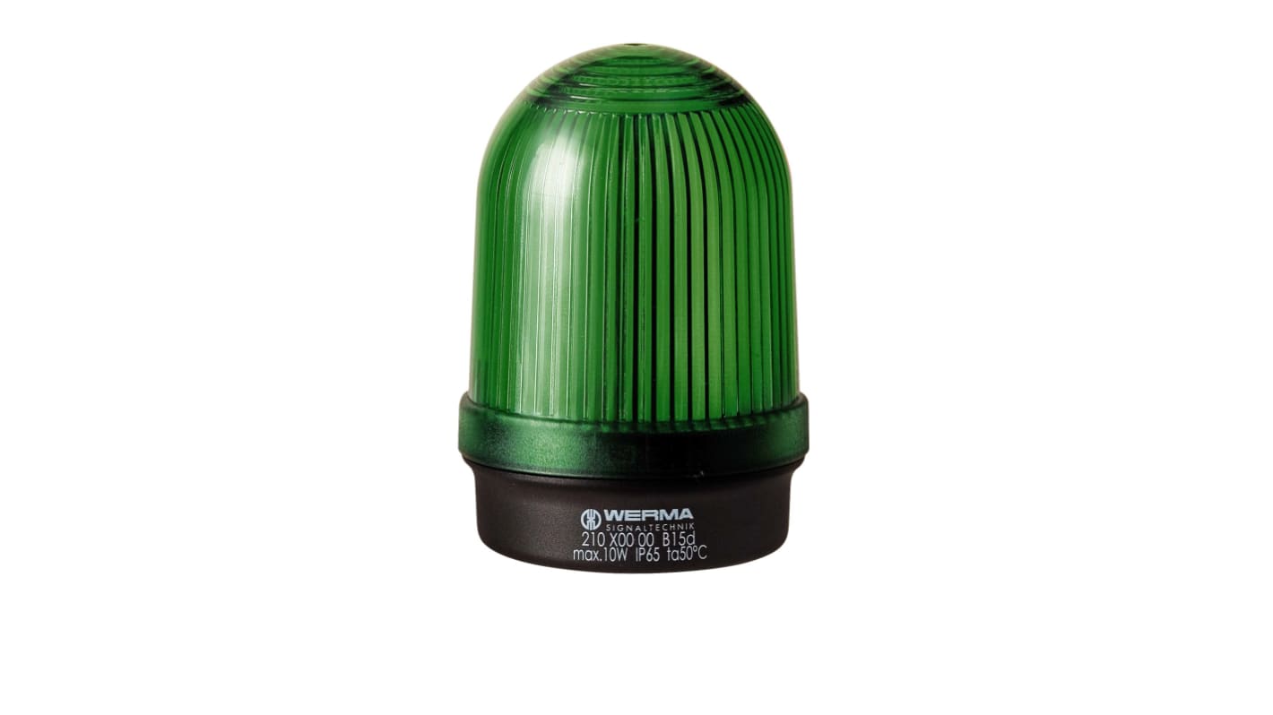 Indicador luminoso Werma serie 210, efecto Luz continua, Incandescente, Verde, alim. 12 → 230 V