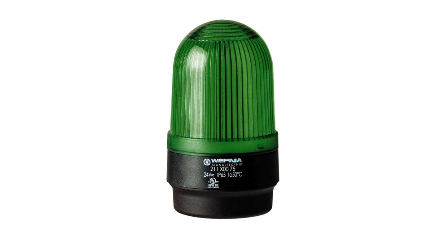 Indicador luminoso Werma serie 211, efecto Luz continua, LED, Verde, alim. 115 V