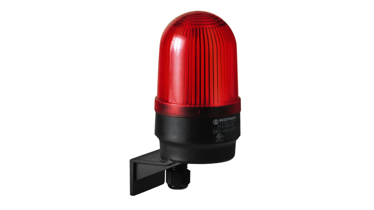 Werma 214 Series Red Continuous lighting Beacon, 115 V, Wall Mount, LED Bulb