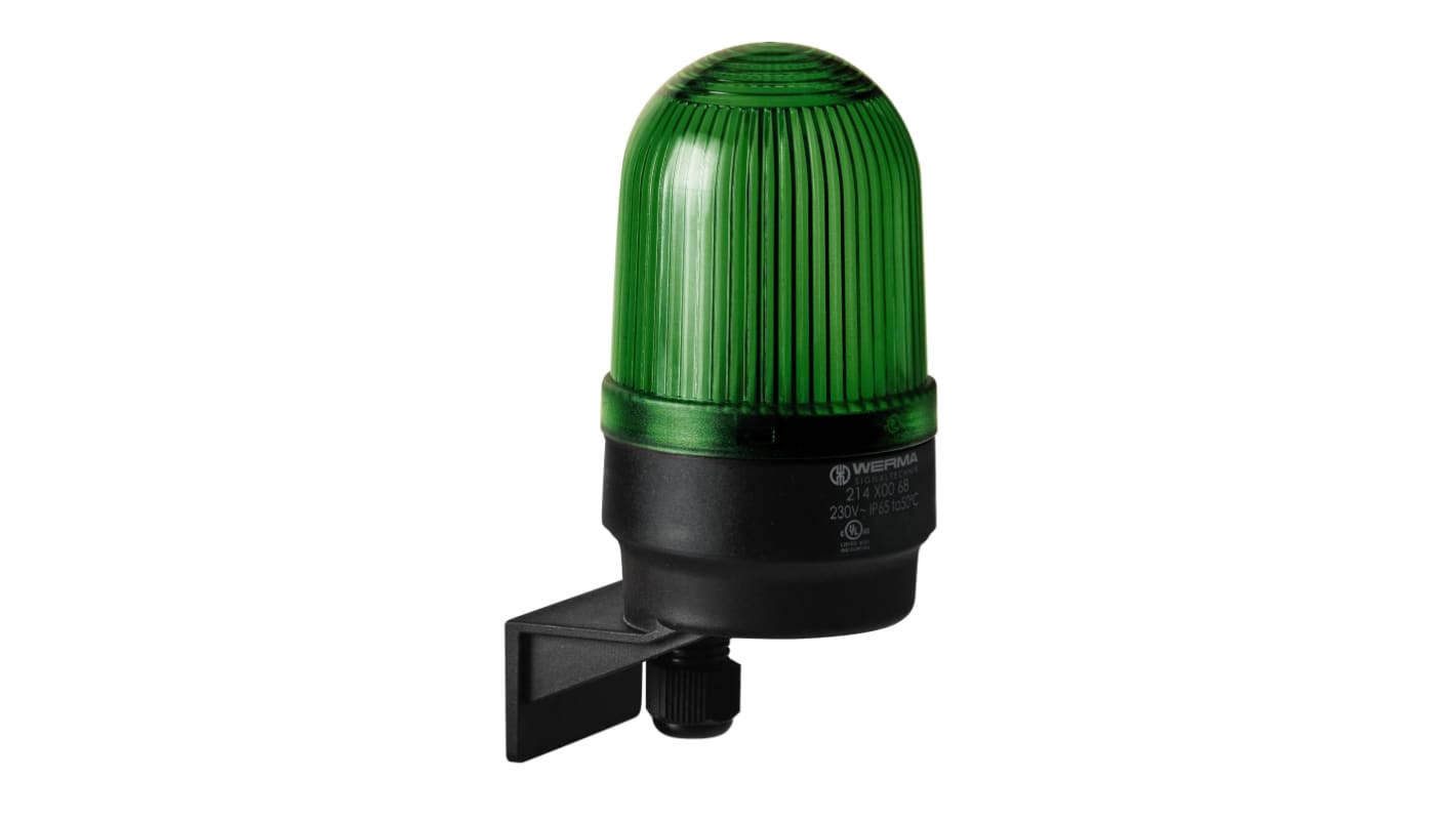 Werma 214 Series Green Continuous lighting Beacon, 24 V, Wall Mount, LED Bulb