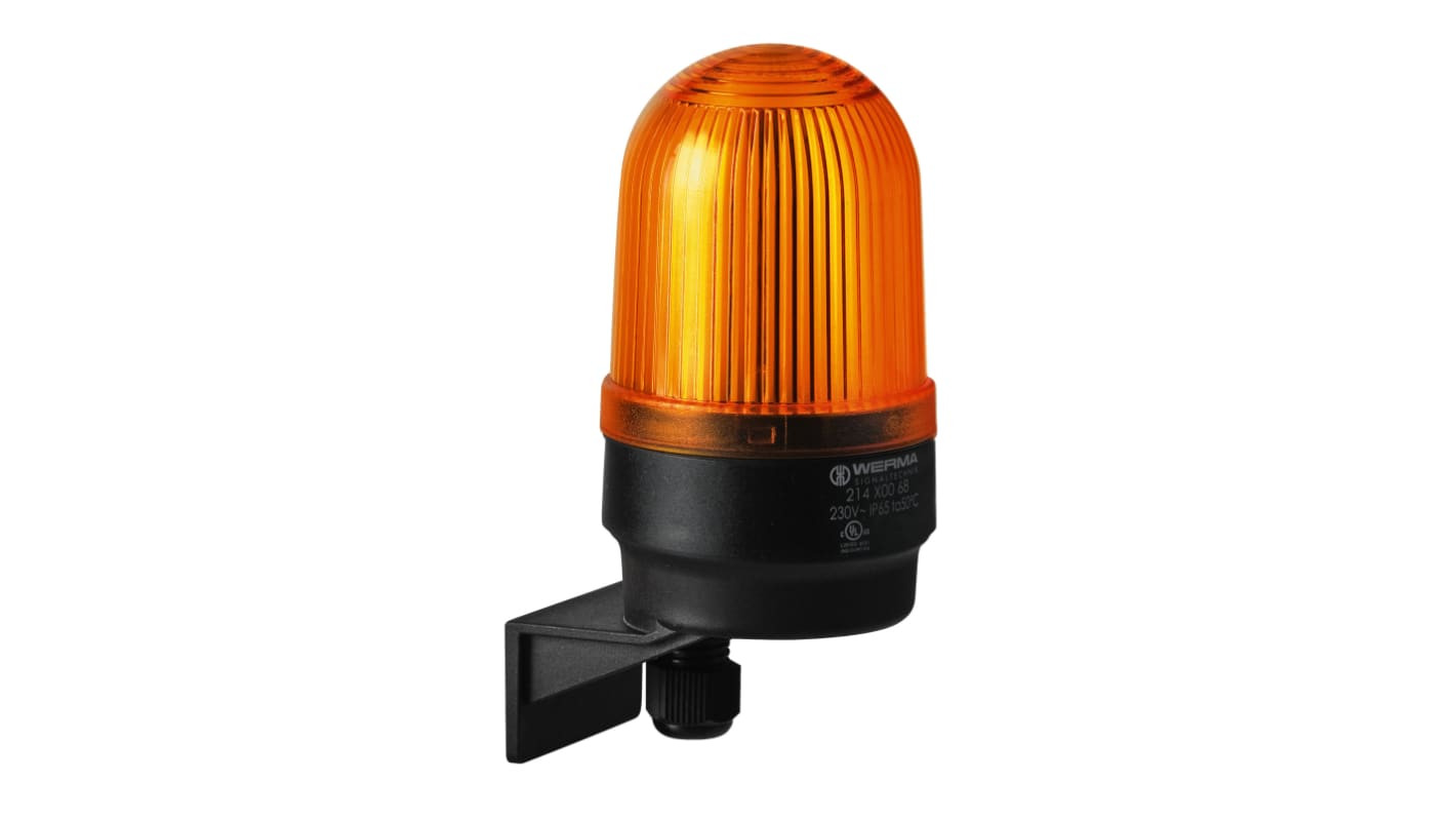 Werma 214 Series Yellow Continuous lighting Beacon, 115 V, Wall Mount, LED Bulb