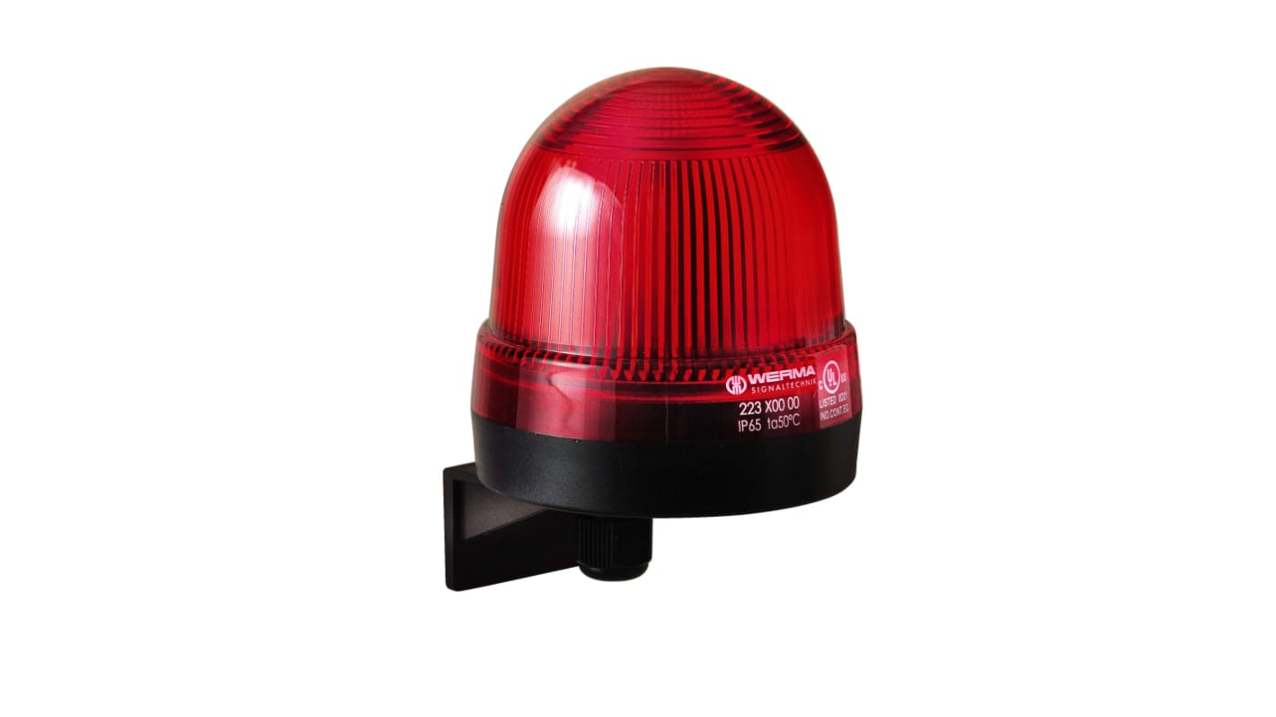 Werma 224 Series Red Continuous lighting Beacon, 115 V, Wall Mount, LED Bulb