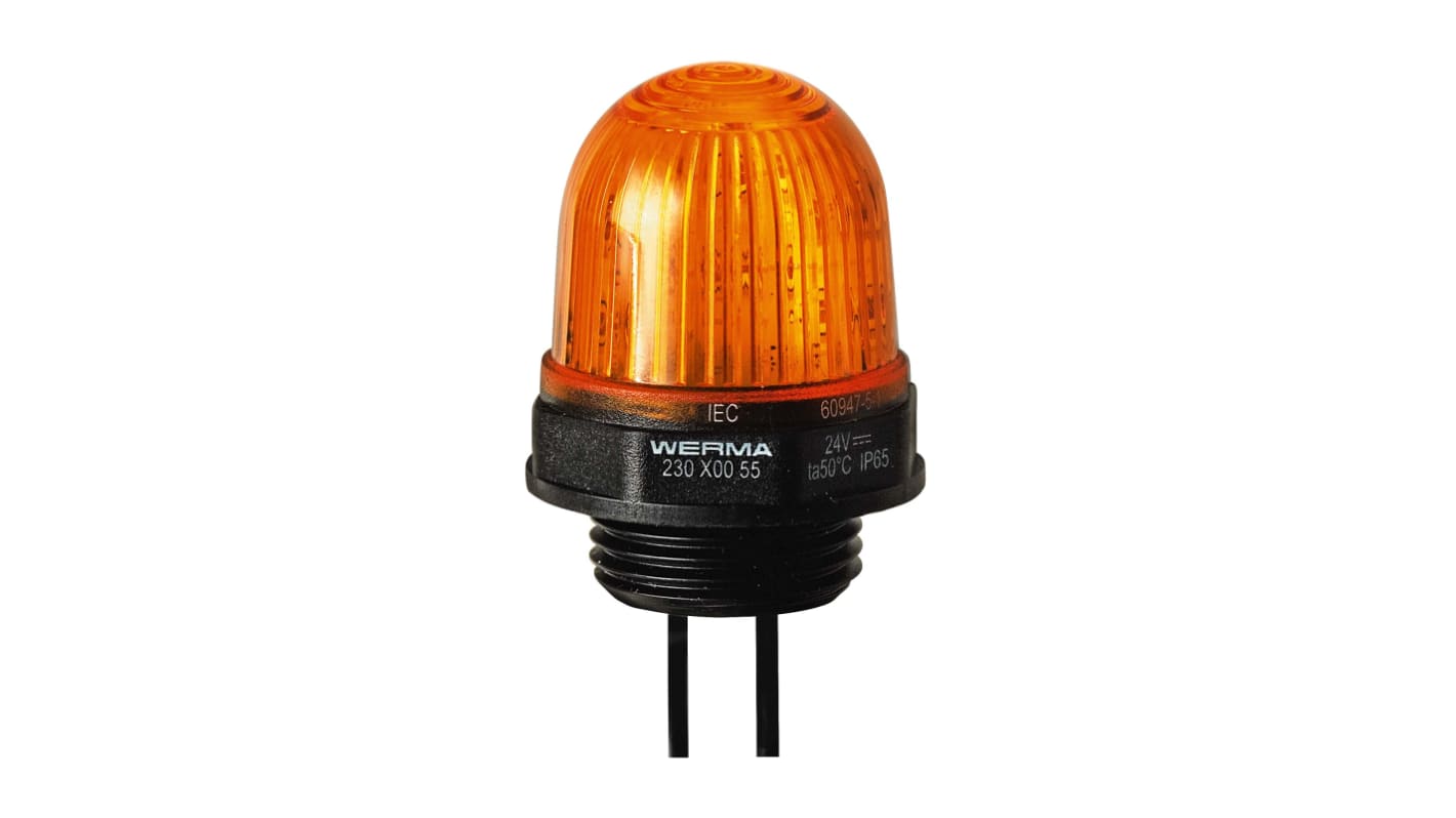 Werma 230 Series Yellow Continuous lighting Beacon, 12 V, Built-in Mounting, LED Bulb