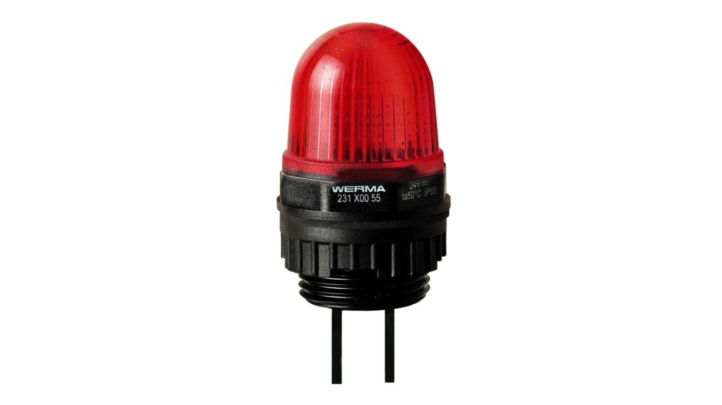 Werma 231 Series Red Continuous lighting Beacon, 115 V, Built-in Mounting, LED Bulb