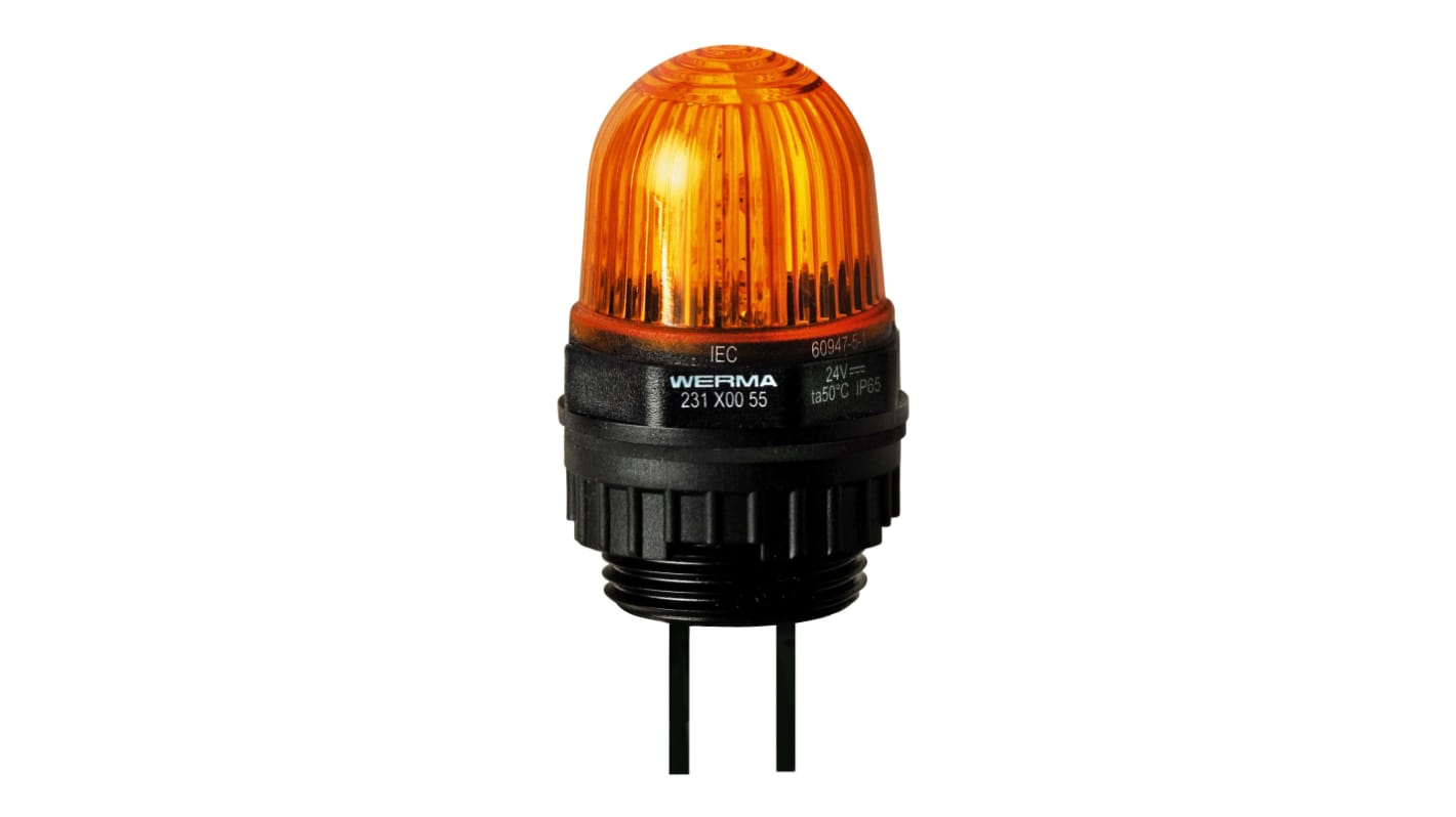 Werma 231 Series Yellow Continuous lighting Beacon, 12 V, Built-in Mounting, LED Bulb