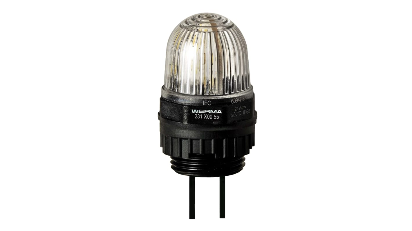 Werma 231 Series Clear Continuous lighting Beacon, 12 V, Built-in Mounting, LED Bulb