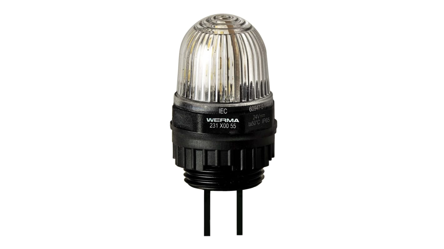 Werma 231 Series Clear Continuous lighting Beacon, 115 V, Built-in Mounting, LED Bulb