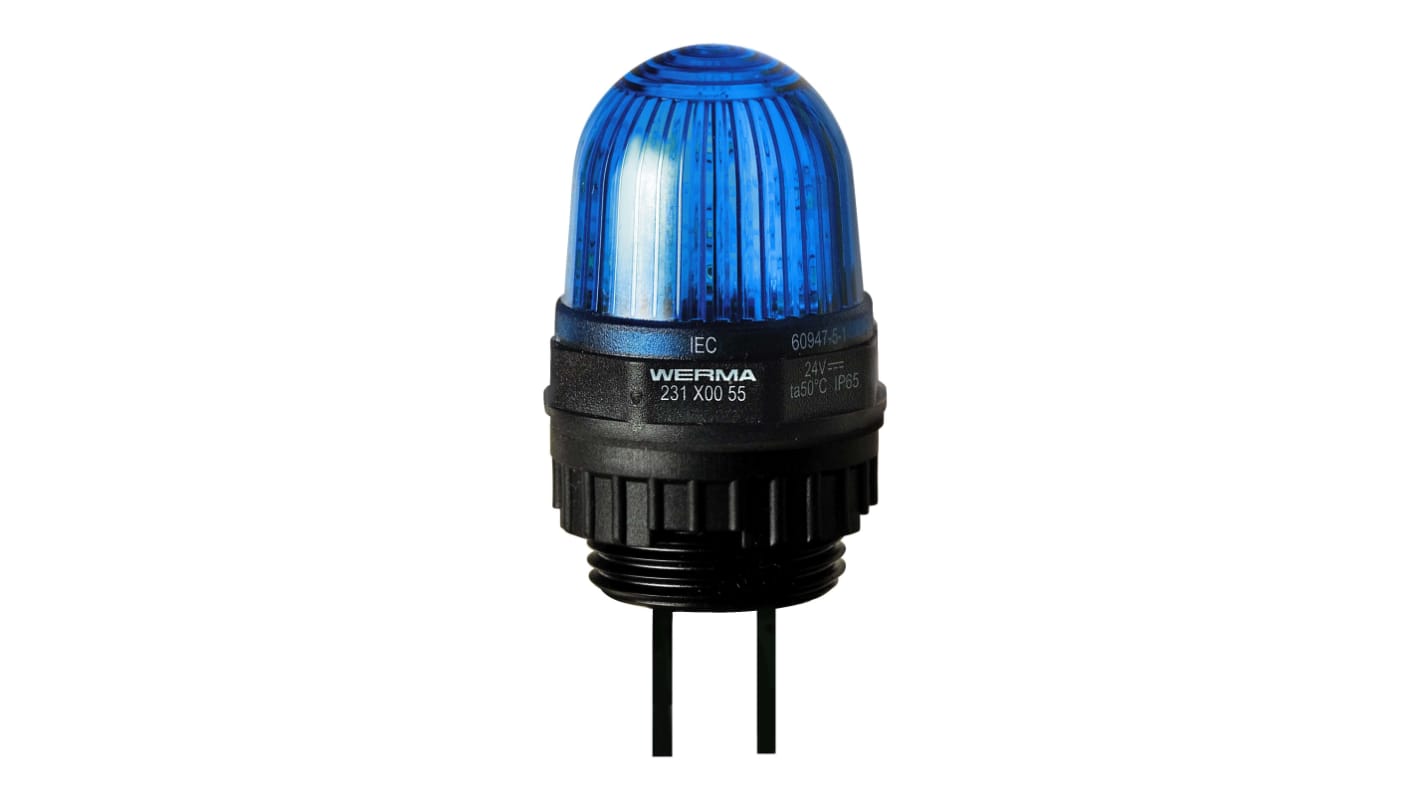 Werma 231 Series Blue Continuous lighting Beacon, 115 V, Built-in Mounting, LED Bulb