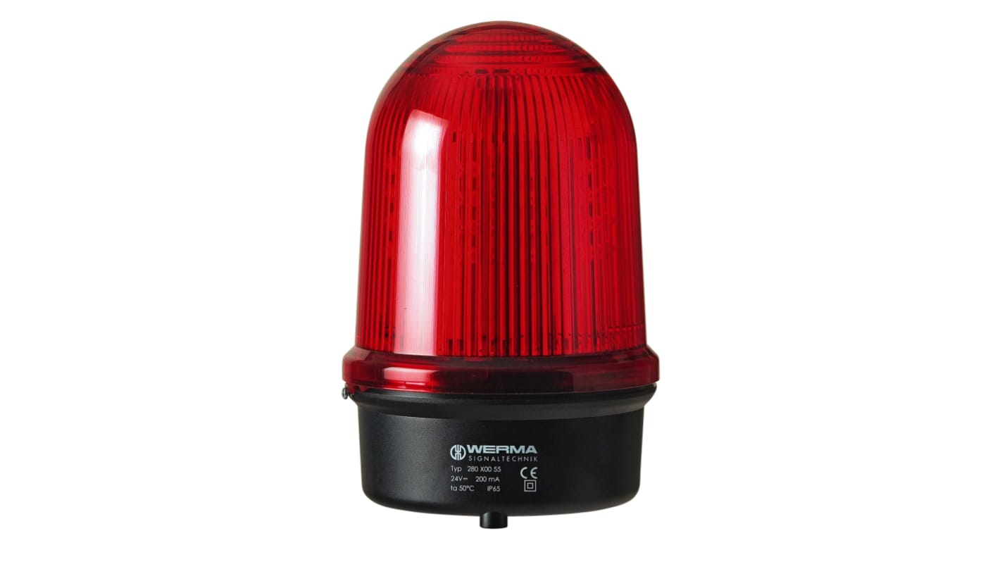 Werma 280 Series Red EVS Beacon, 115 → 230 V, Base Mount, LED Bulb