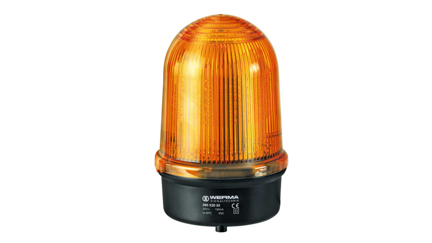 Indicador luminoso Werma serie 280, efecto Intermitente, LED, Amarillo, alim. 115 → 230 V