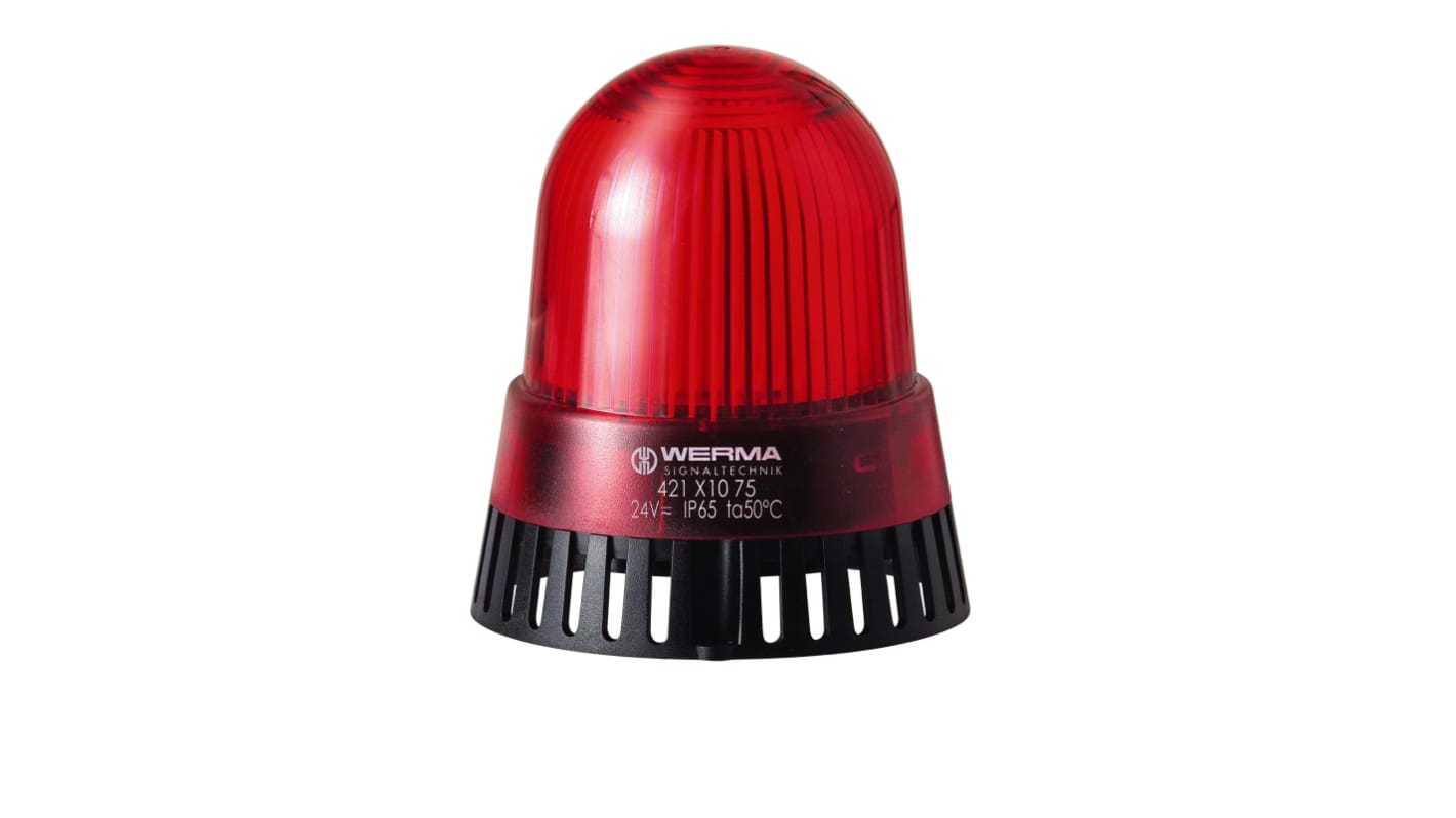 Indicator luminoso y acústico LED Werma 420, 115 V, Rojo, Luz continua, 98dB @ 1m, IP65