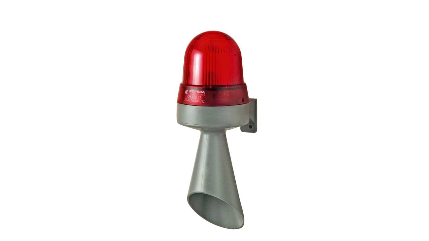 Werma 424 Series Red Horn Beacon, 115 V, IP65, Wall Mount, 98dB at 1 Metre