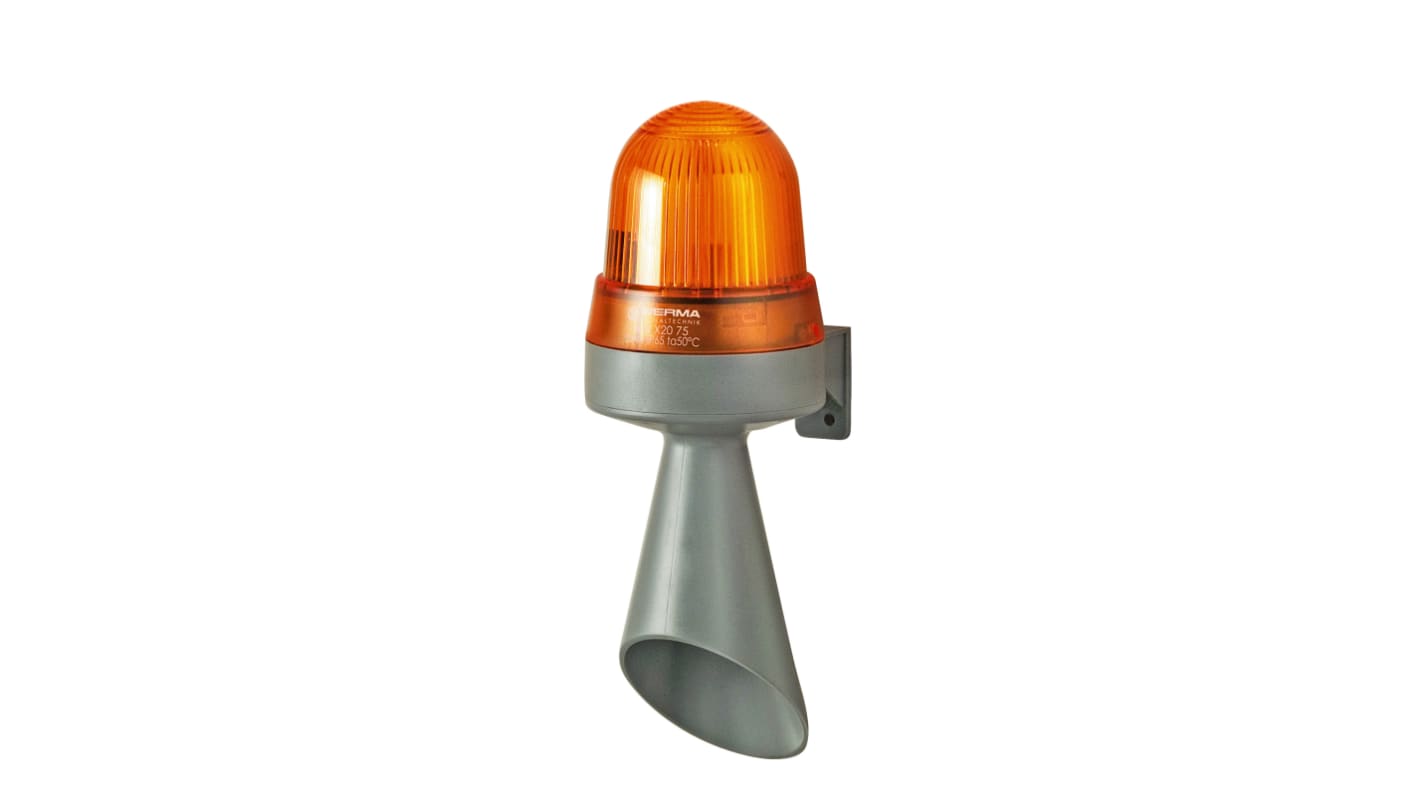 Indicator luminoso y acústico LED Werma 424, 115 V, Amarillo, Luz continua, 98dB @ 1m, IP65