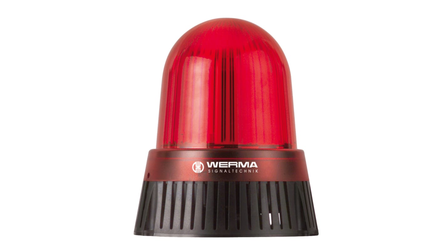 Werma 430 Series Red Sounder Beacon, 115 → 230 V, IP65, Base Mount, 98dB at 1 Metre