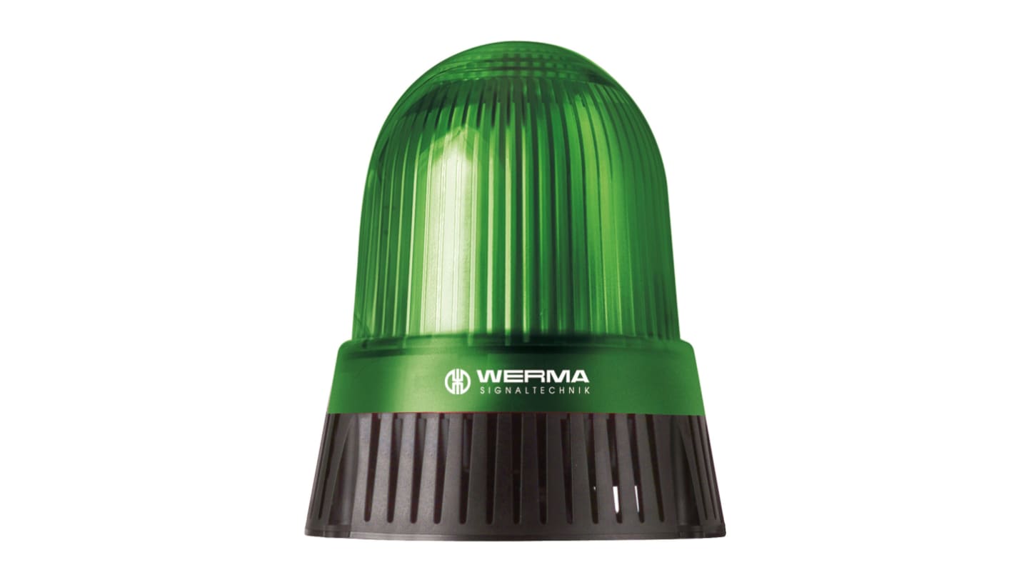 Indicator luminoso y acústico LED Werma 430, 115 → 230 V, Verde, Luz continua, 98dB @ 1m, IP65