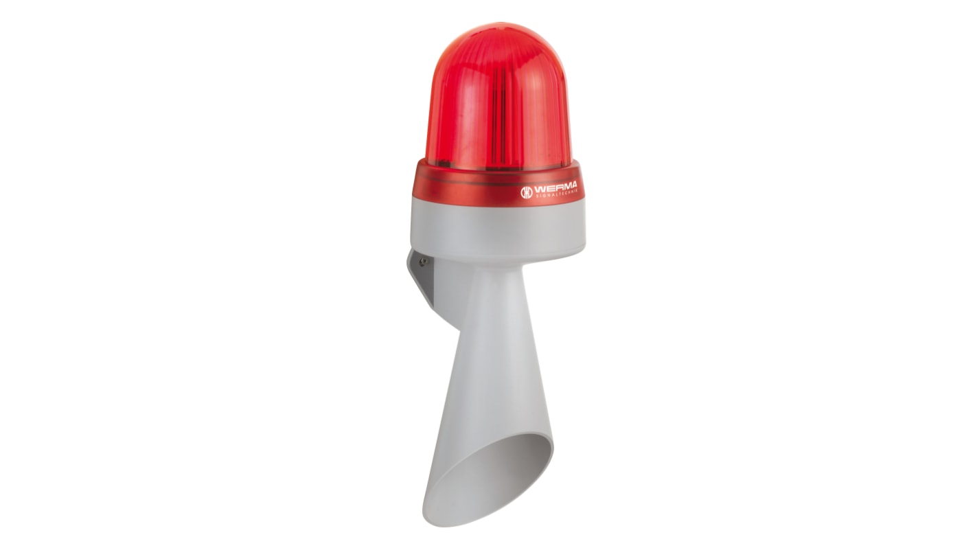 Werma 434 Series Red Horn Beacon, 115 → 230 V, IP65, Wall Mount, 98dB at 1 Metre