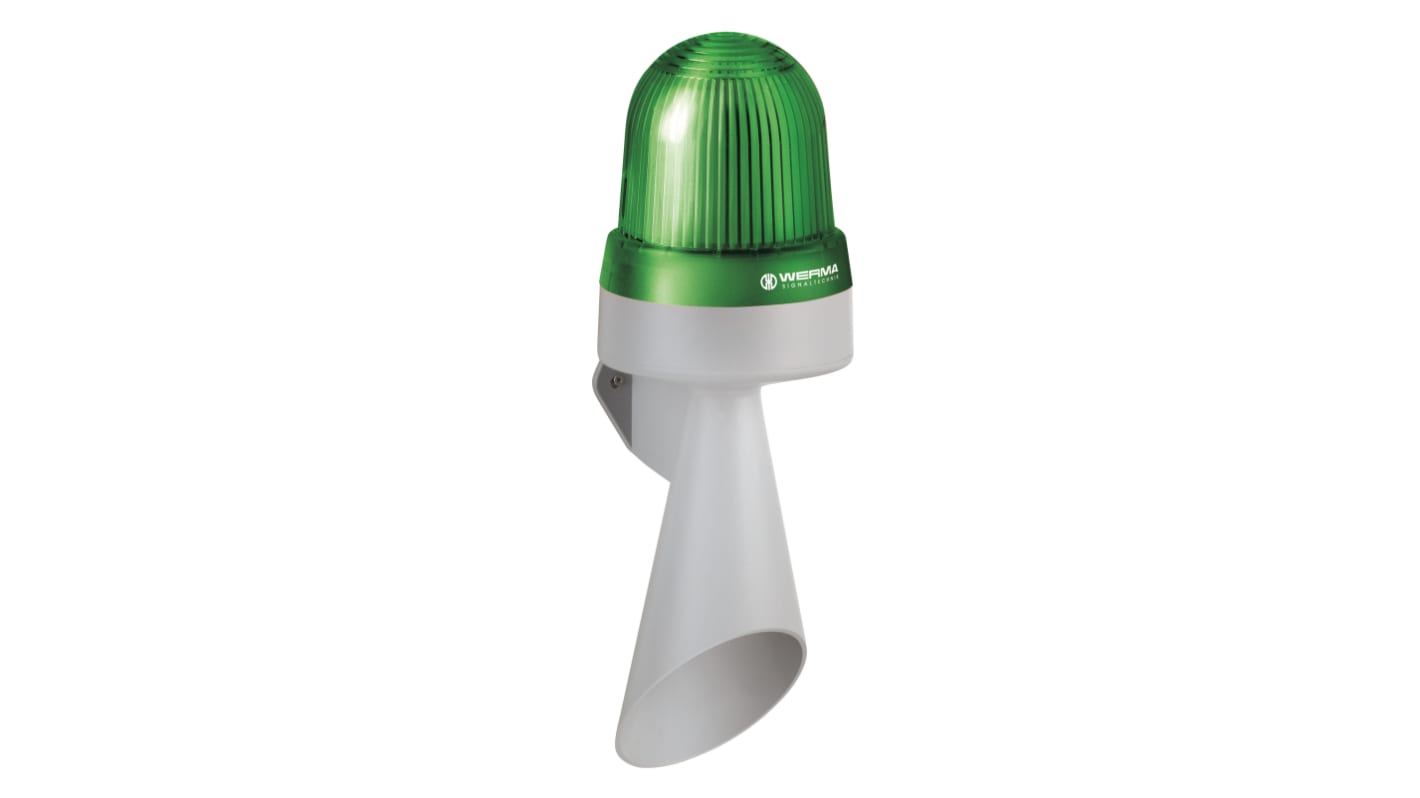 Indicator luminoso y acústico LED Werma 434, 24 V, Verde, Luz continua, 114dB @ 1m, IP65