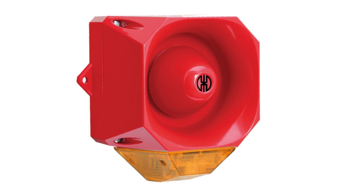 Sygnalizator akustyczny z lampą sygnalizacyjną 230 V Czerwony/żółty AC IP65 Montaż ścienny 98dB