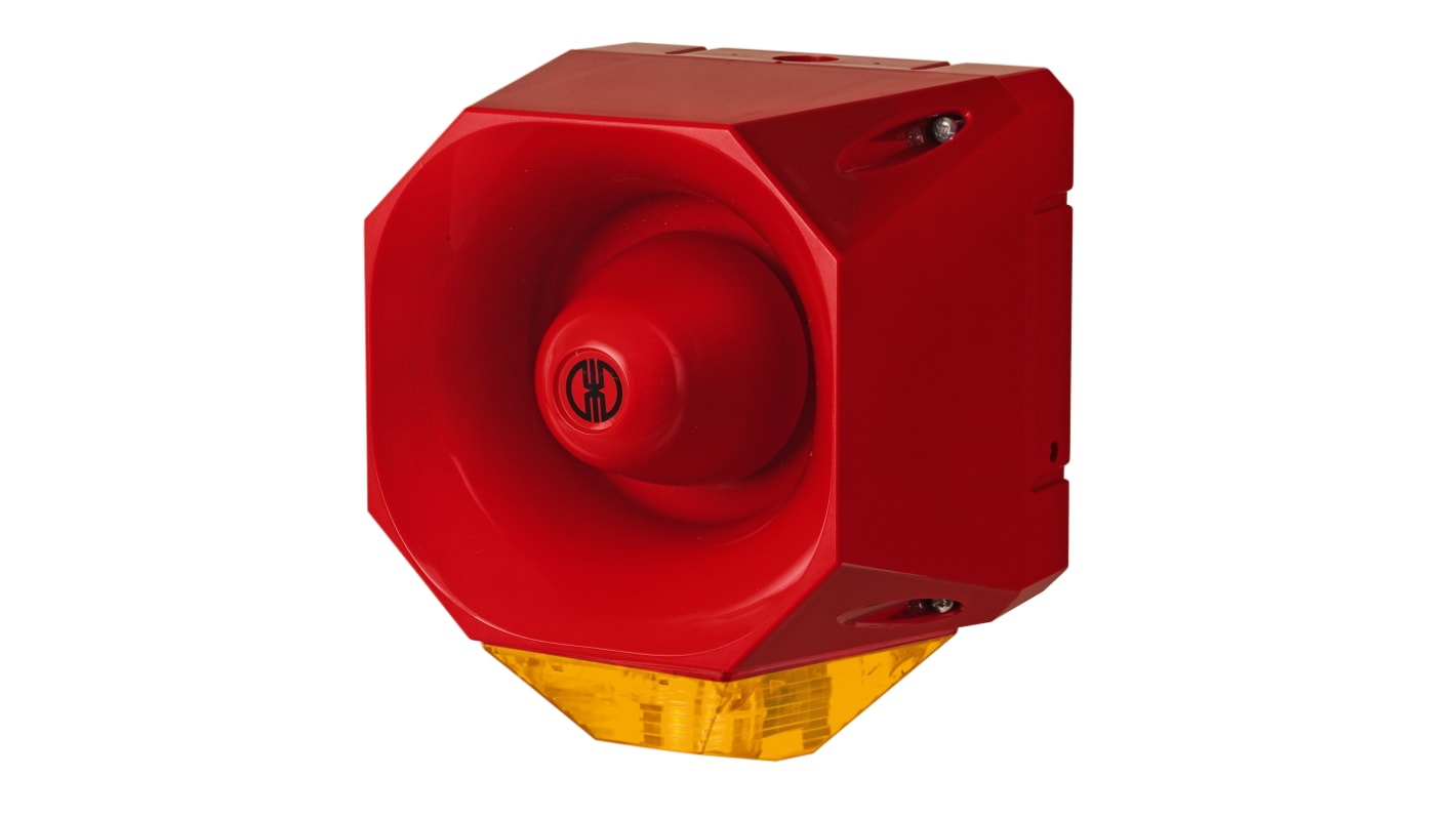 Werma 442 Series Red/Yellow Sounder Beacon, 115 → 230 V, IP65, Wall Mount, 98dB at 1 Metre