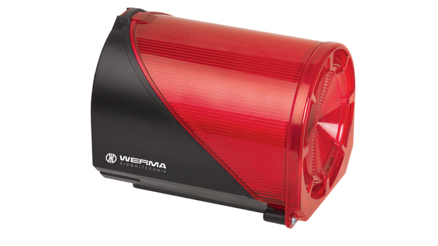 Combiné balise/sirène Werma série 444, lentille Rouge à LED, 32 → 48 V
