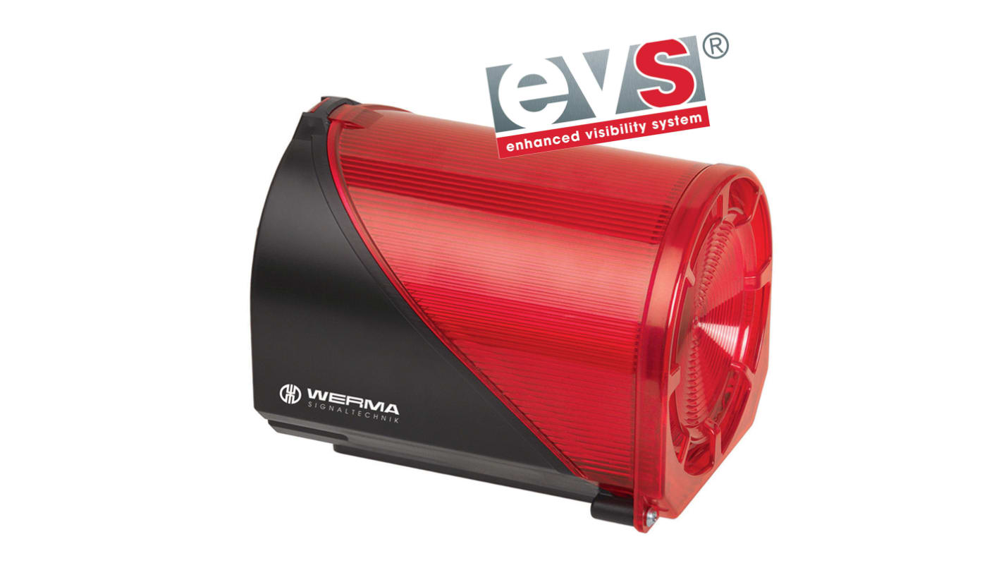 Werma 444 Series Red Sounder Beacon, 115 V, IP65, Base Mount, Wall Mount, 98dB at 1 Metre