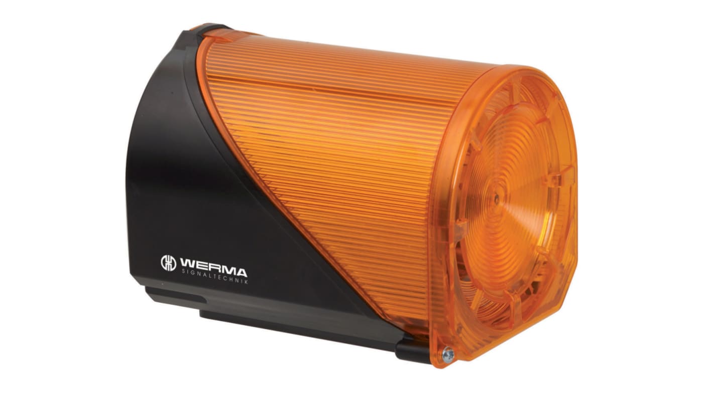 Werma 444 Series Yellow Sounder Beacon, 115 V, IP65, Base Mount, Wall Mount, 98dB at 1 Metre