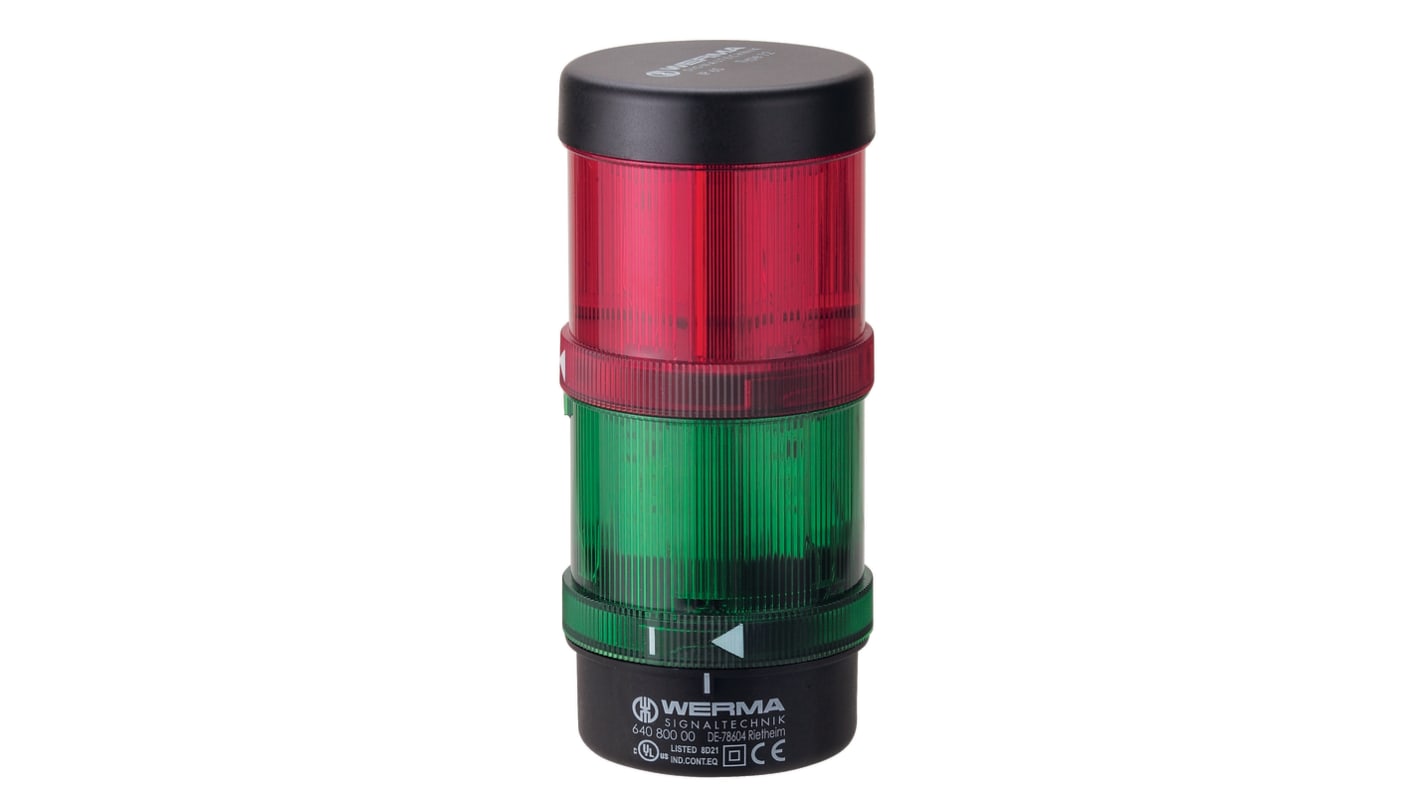 Torretta di segnalazione Werma, 115 V, Xeno, 2 elementi, lenti , lenti Verde, Rosso