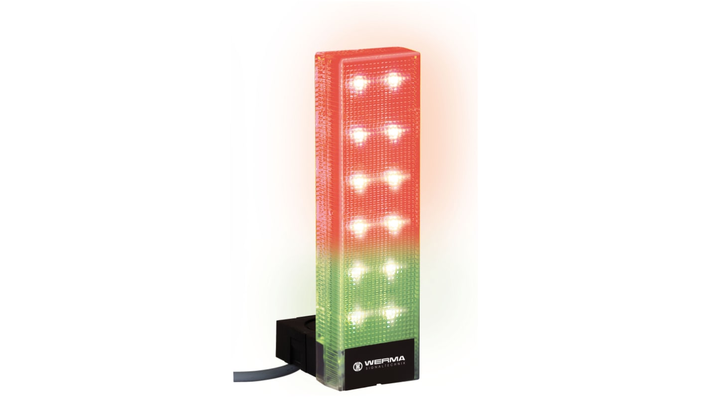 Torretta di segnalazione Werma, 24 V, LED, 3 elementi, lenti , lenti Verde, rosso, giallo, con Cicalino