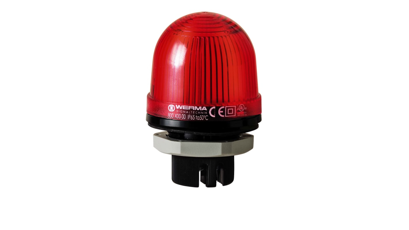 Werma 802 Series Red Flashing Beacon, 24 V, Built-in Mounting, Xenon Bulb