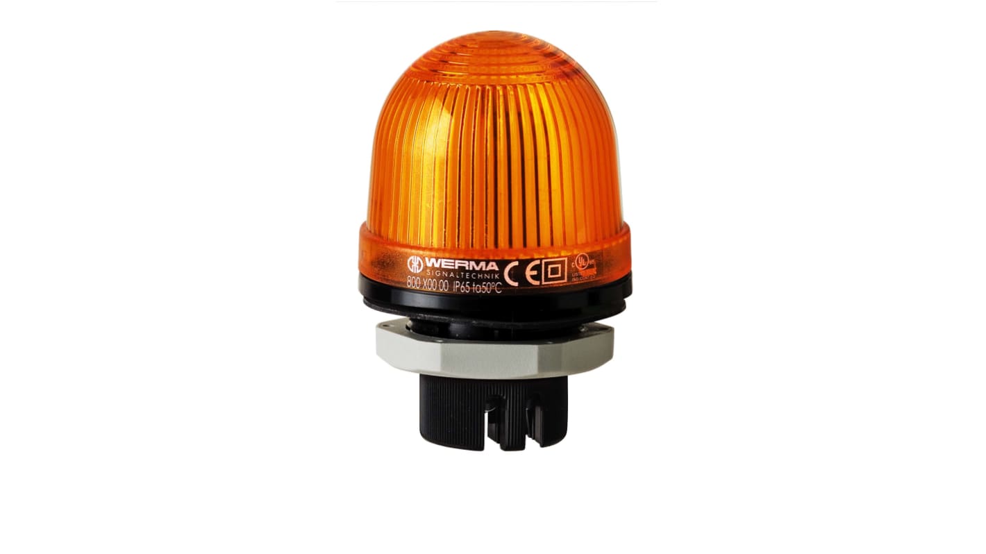 Werma 802 Series Yellow Flashing Beacon, 230 V, Built-in Mounting, Xenon Bulb