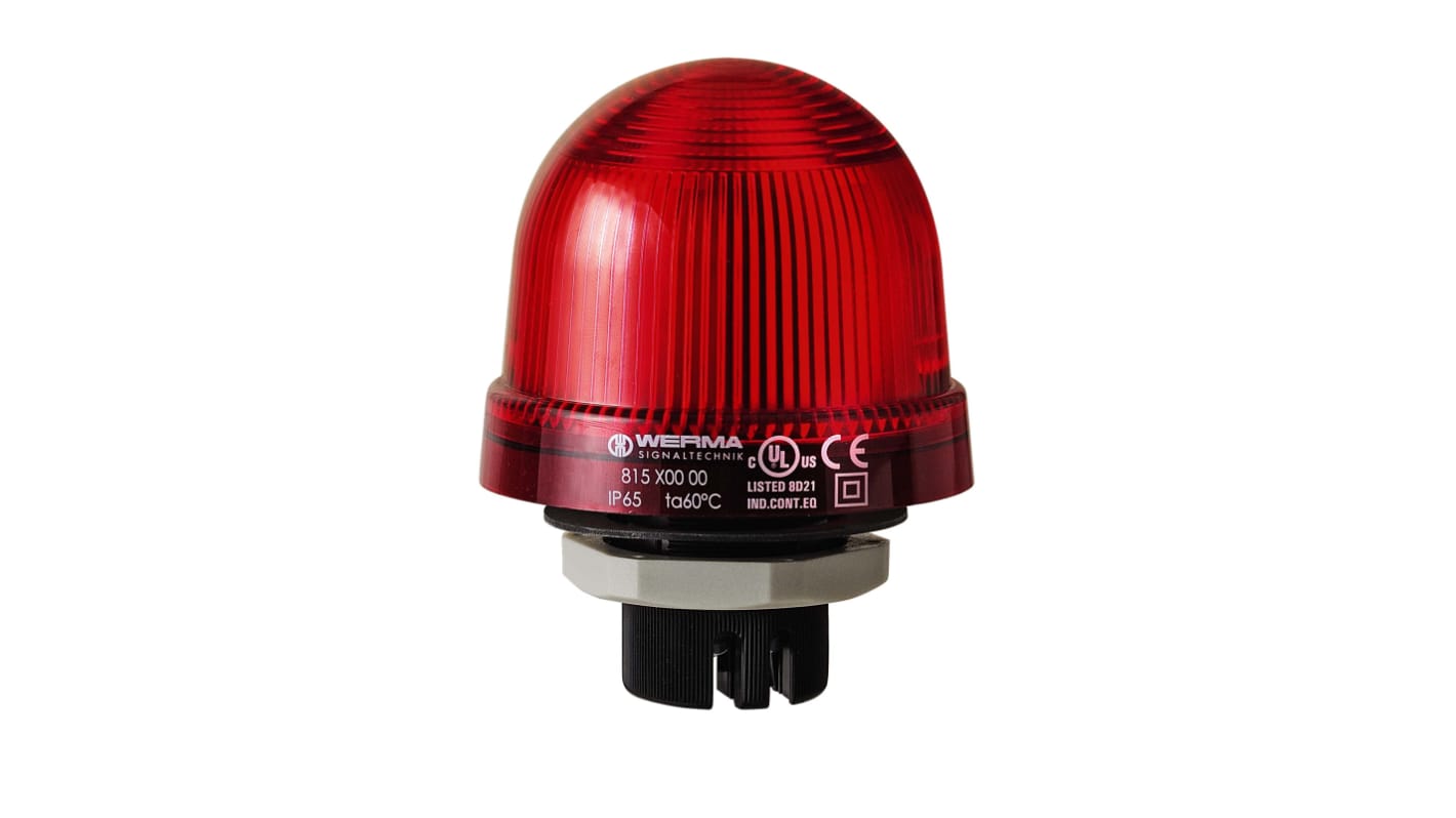 Werma 816 Series Red Continuous lighting Beacon, 24 V, Built-in Mounting, LED Bulb, IP65