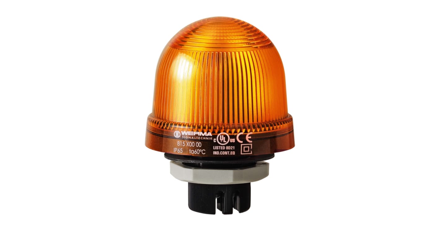 Werma 816 Series Yellow Continuous lighting Beacon, 230 V, Built-in Mounting, LED Bulb