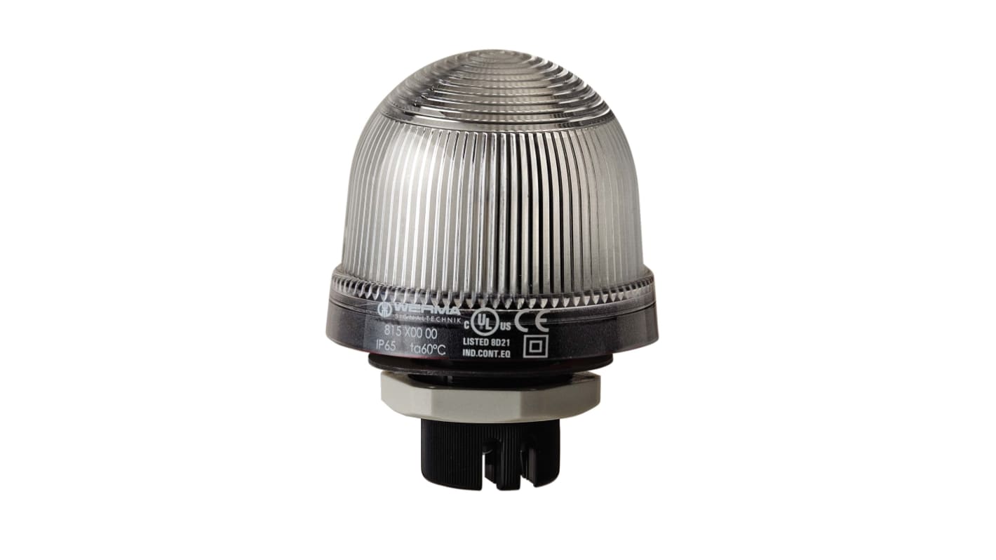 Werma 816 Series Clear Continuous lighting Beacon, 24 V, Built-in Mounting, LED Bulb