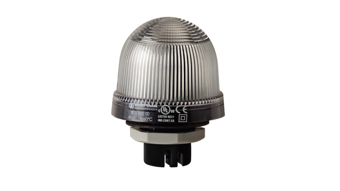 Werma 816 Series Clear Continuous lighting Beacon, 115 V, Built-in Mounting, LED Bulb