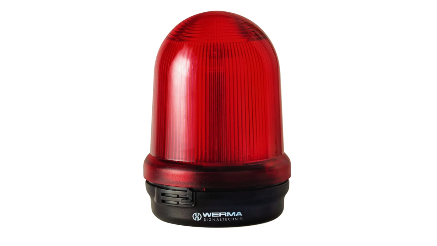 Werma 828 Series Red Flashing Beacon, 115 V ac, Base Mount, Xenon Bulb