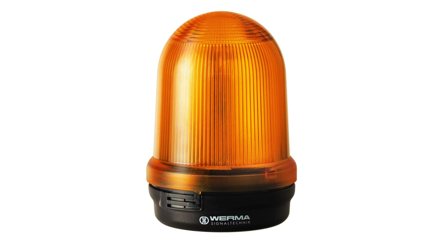 Werma 828 Series Yellow Flashing Beacon, 115 V ac, Base Mount, Xenon Bulb