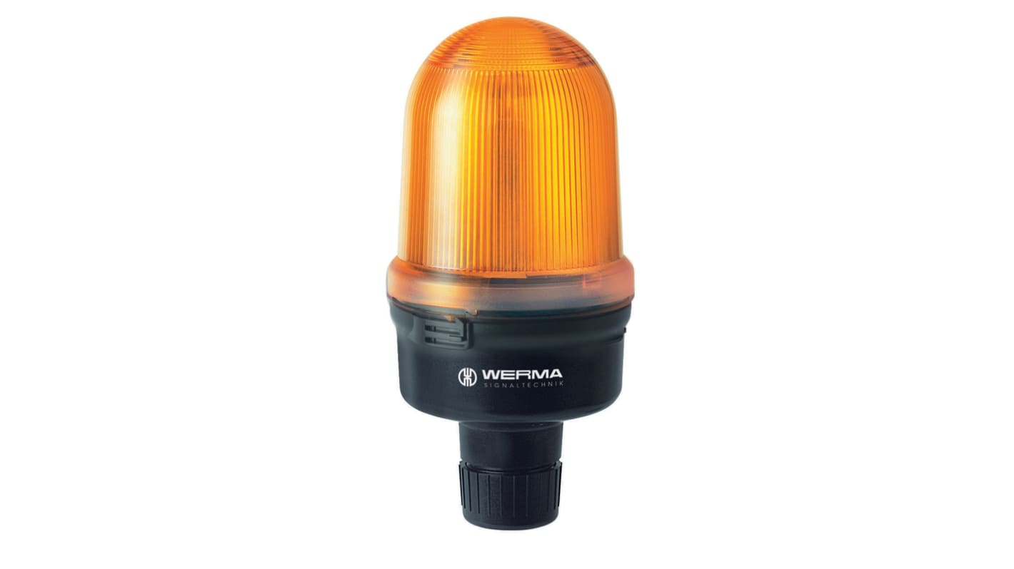 Werma 828 Series Yellow Flashing Beacon, 115 V ac, Tube Mounting, Xenon Bulb
