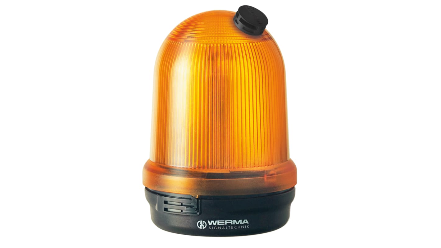 Werma 828 Series Yellow Flashing Beacon, 230 V ac, Base Mount, Xenon Bulb