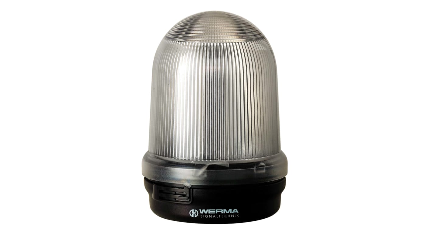 Werma 828 Series Clear Flashing Beacon, 24 V dc, Base Mount, Xenon Bulb