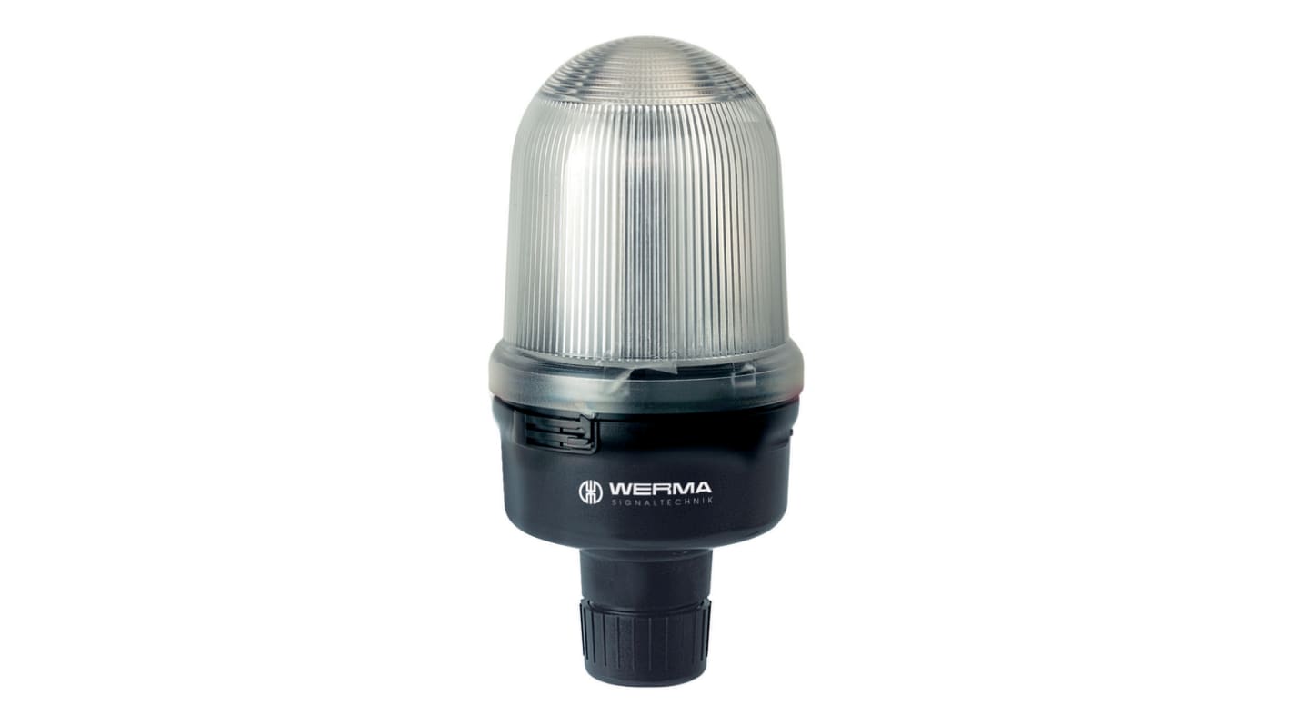 Werma 828 Series Clear Flashing Beacon, 24 V dc, Tube Mounting, Xenon Bulb