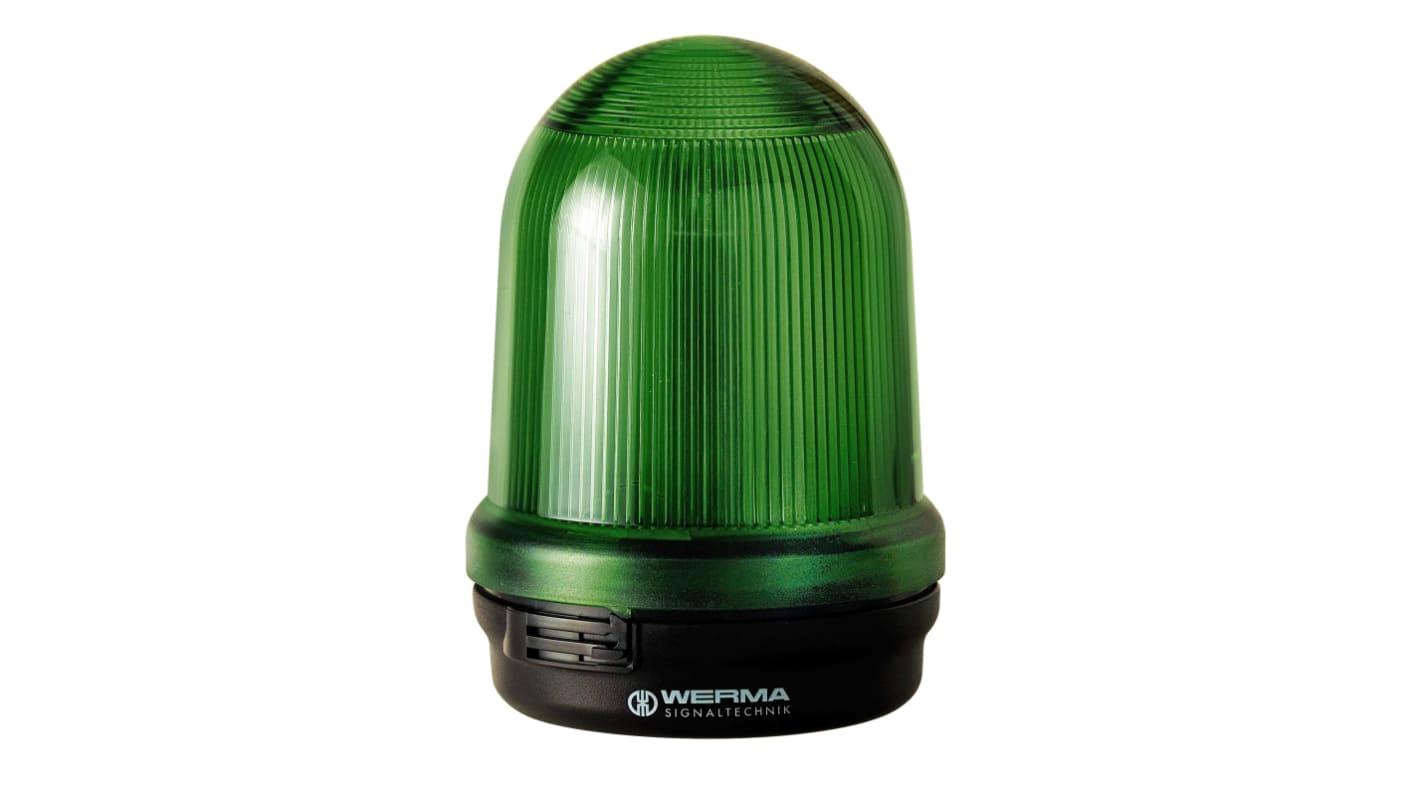 Werma 829 Series Green Rotating Beacon, 24 V, Base Mount, LED Bulb