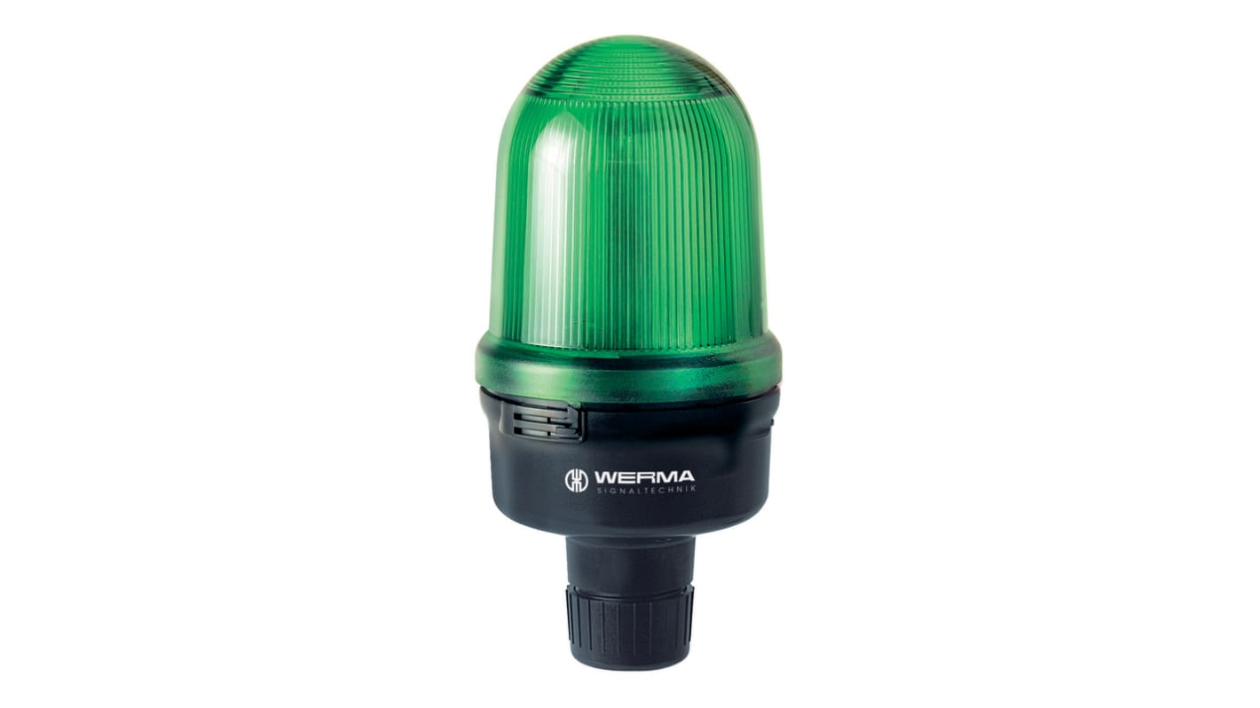 Werma 829 Series Green Rotating Beacon, 24 V, Tube Mounting, LED Bulb