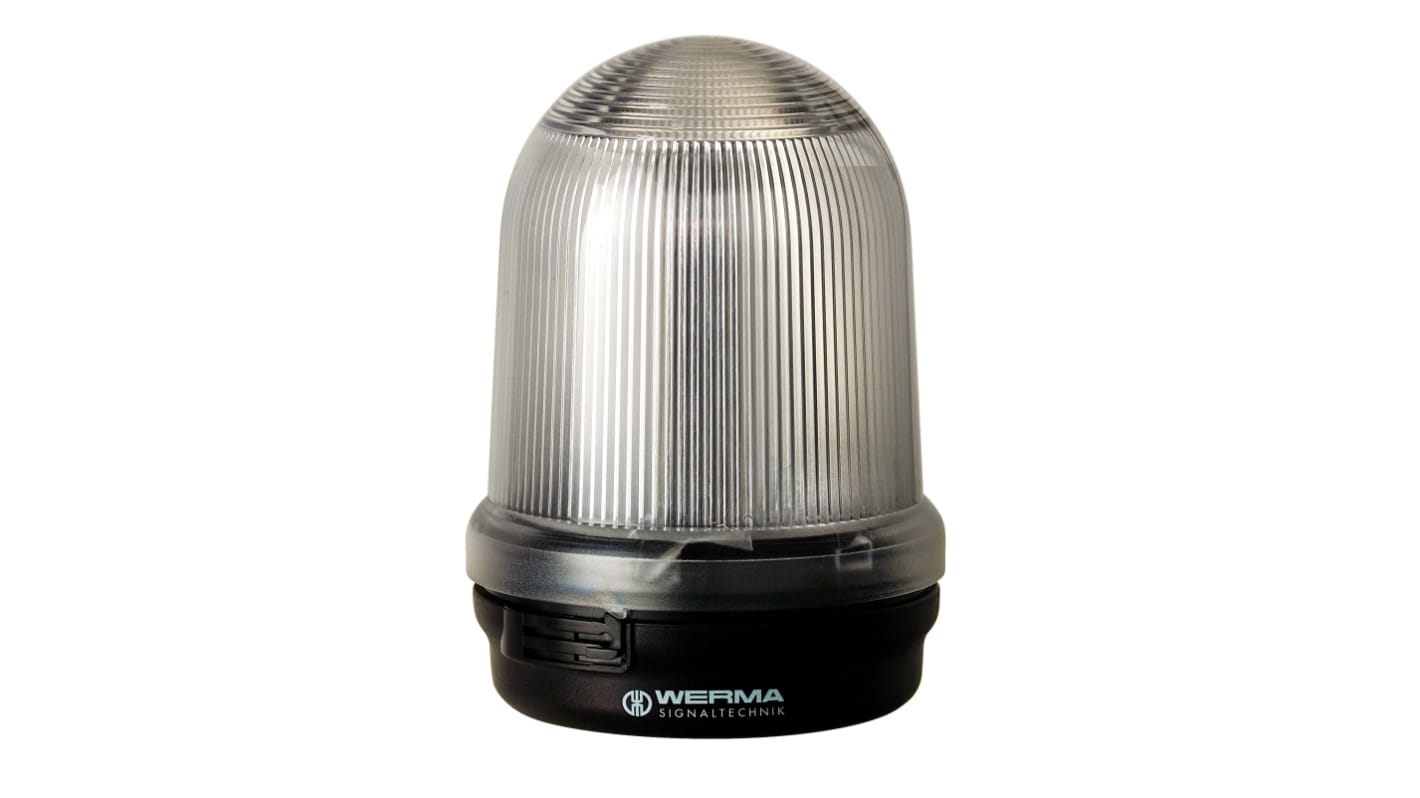 Werma 829 Series Clear Rotating Beacon, 24 V, Base Mount, LED Bulb