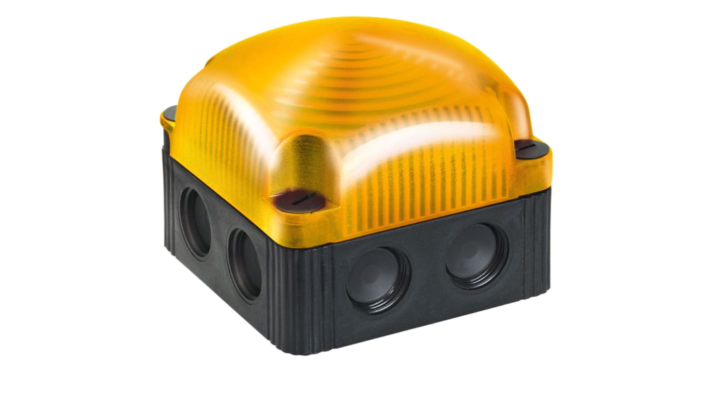 Werma 853 Series Yellow Flashing Beacon, 12 V, Base Mount/ Wall Mount, LED Bulb