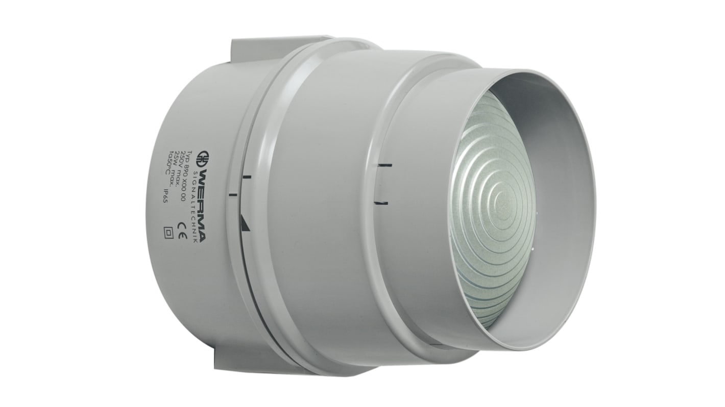 Werma 890 Series Yellow Continuous lighting Beacon, 115 → 230 V, Base Mount/ Wall Mount, LED Bulb