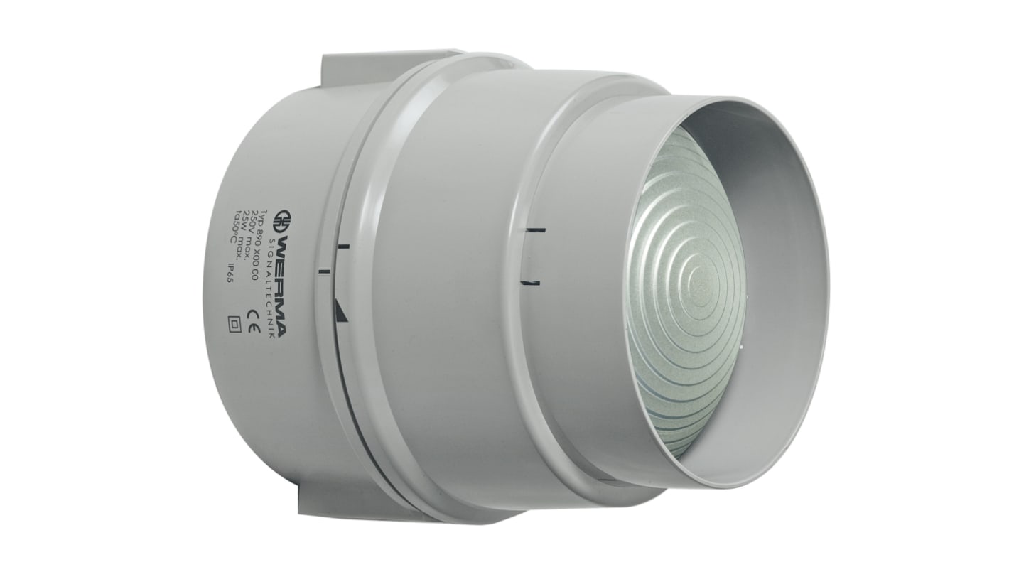 Werma 890 Series Clear Continuous lighting Beacon, 12 → 230 V, Base Mount/ Wall Mount, Filament Bulb