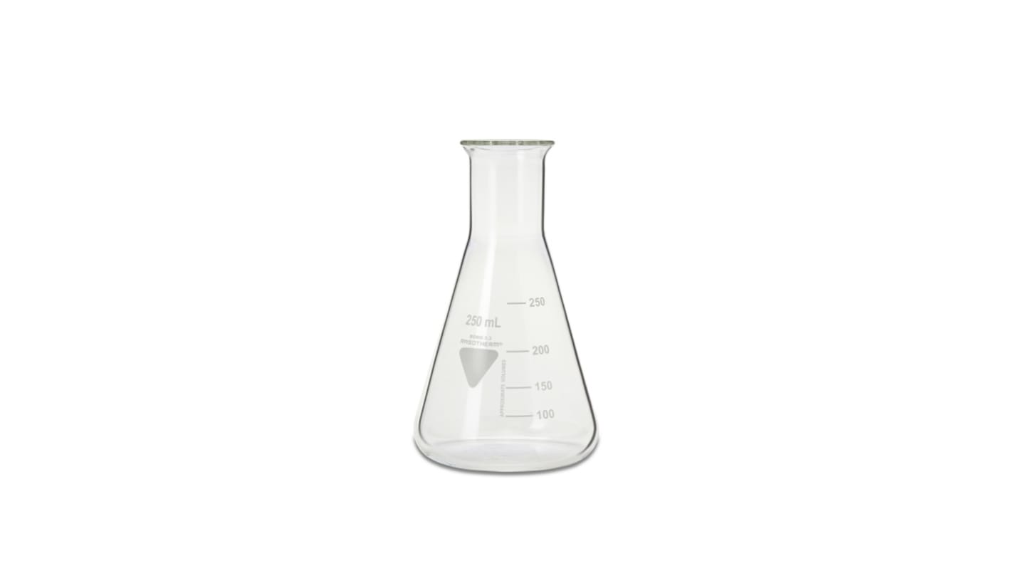 RS PRO Borosilicate Glass 250ml Laboratory Flask