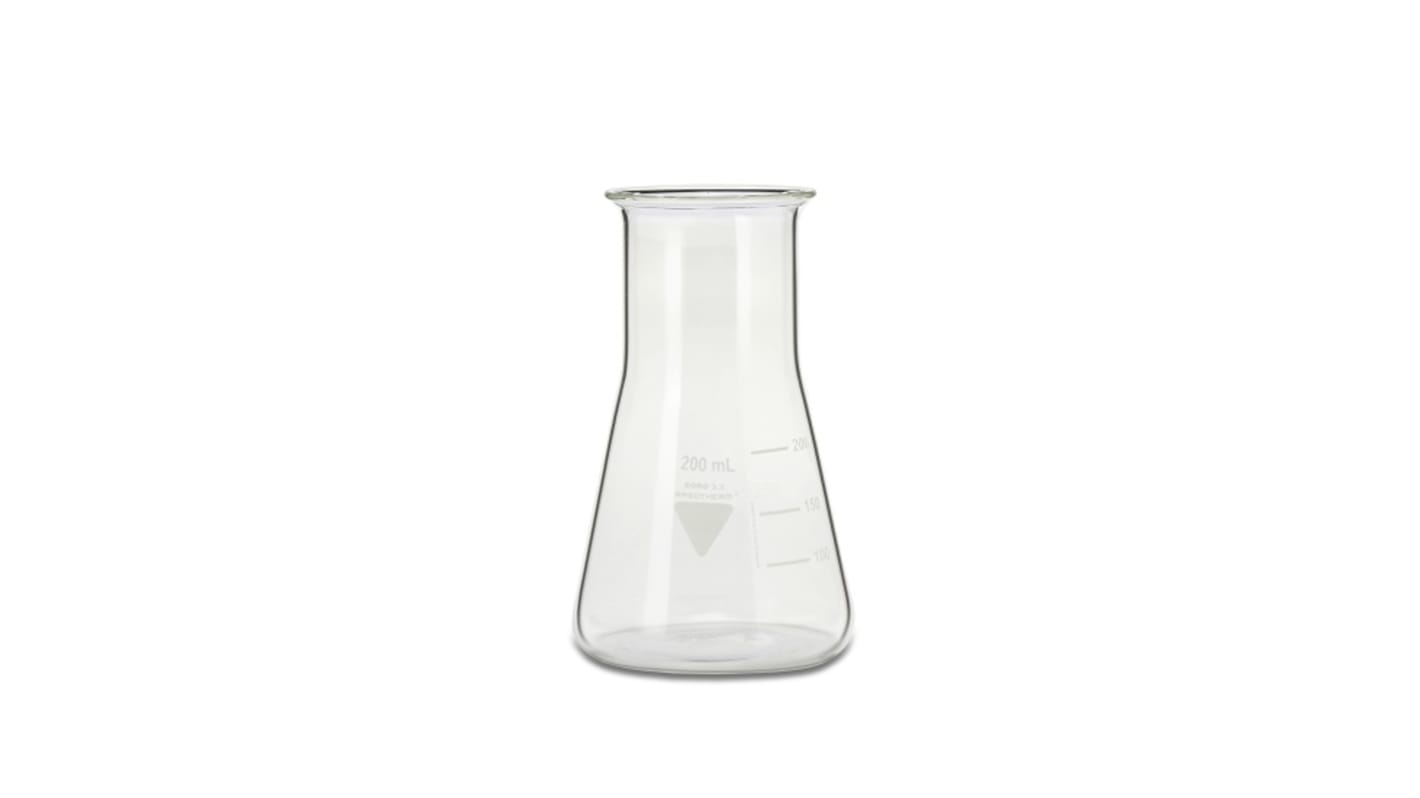 RS PRO Borosilicate Glass 200ml Laboratory Flask